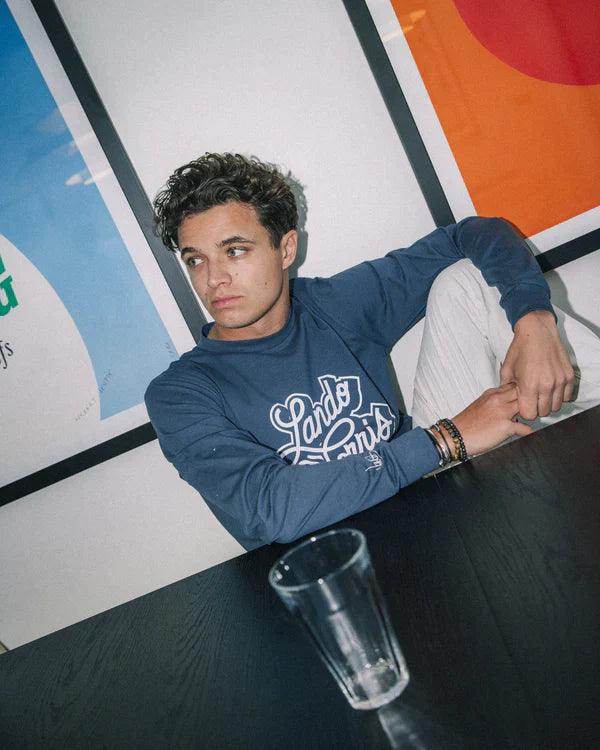 SCRIPT PETROL BLUE LONG SLEEVE TEE