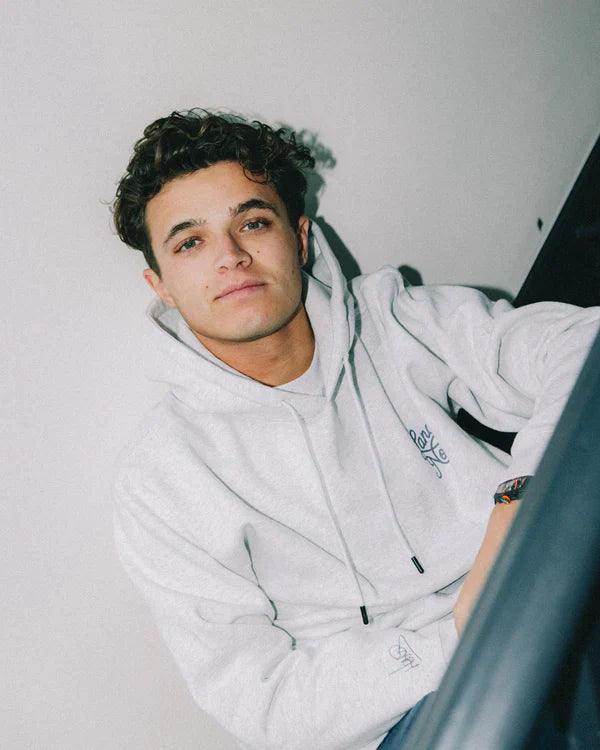 SCRIPT WHITE HEATHER HOODIE - Dash Racegear Store