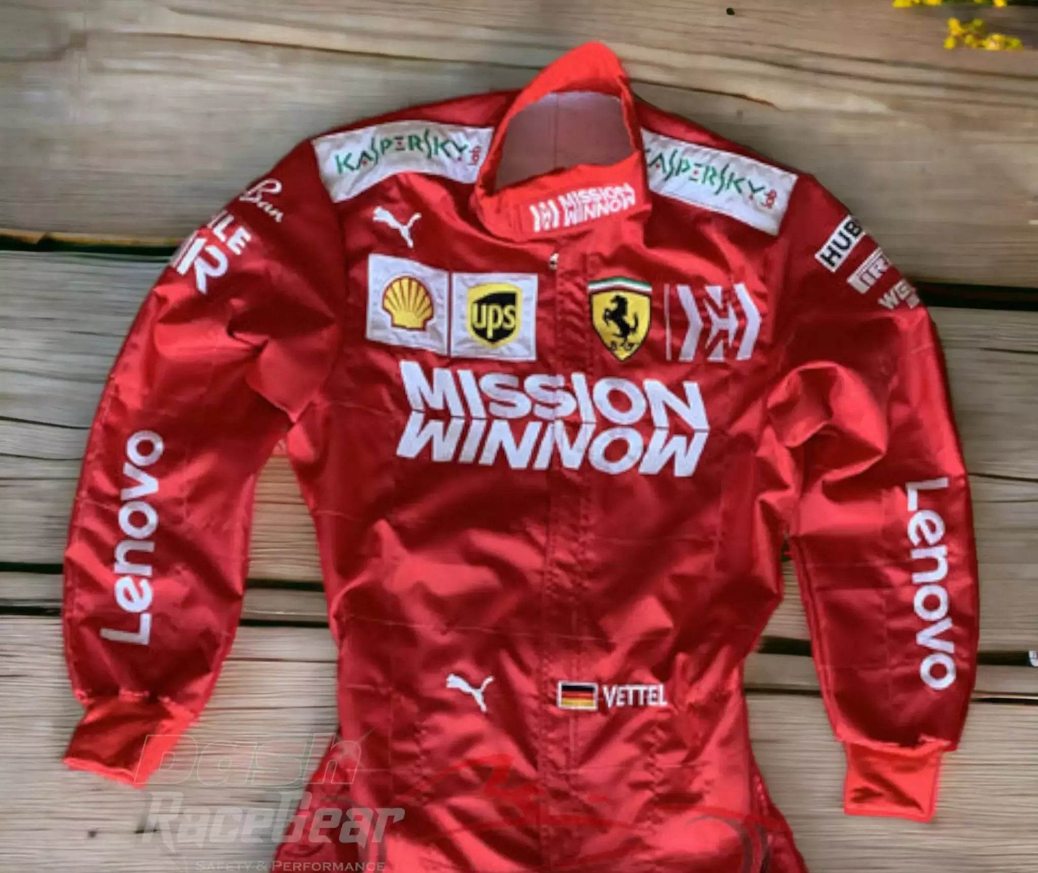 Sebastian Vettel Ferrari Mission Winnow F1 Embroidered Racing Suit - Dash Racegear Store