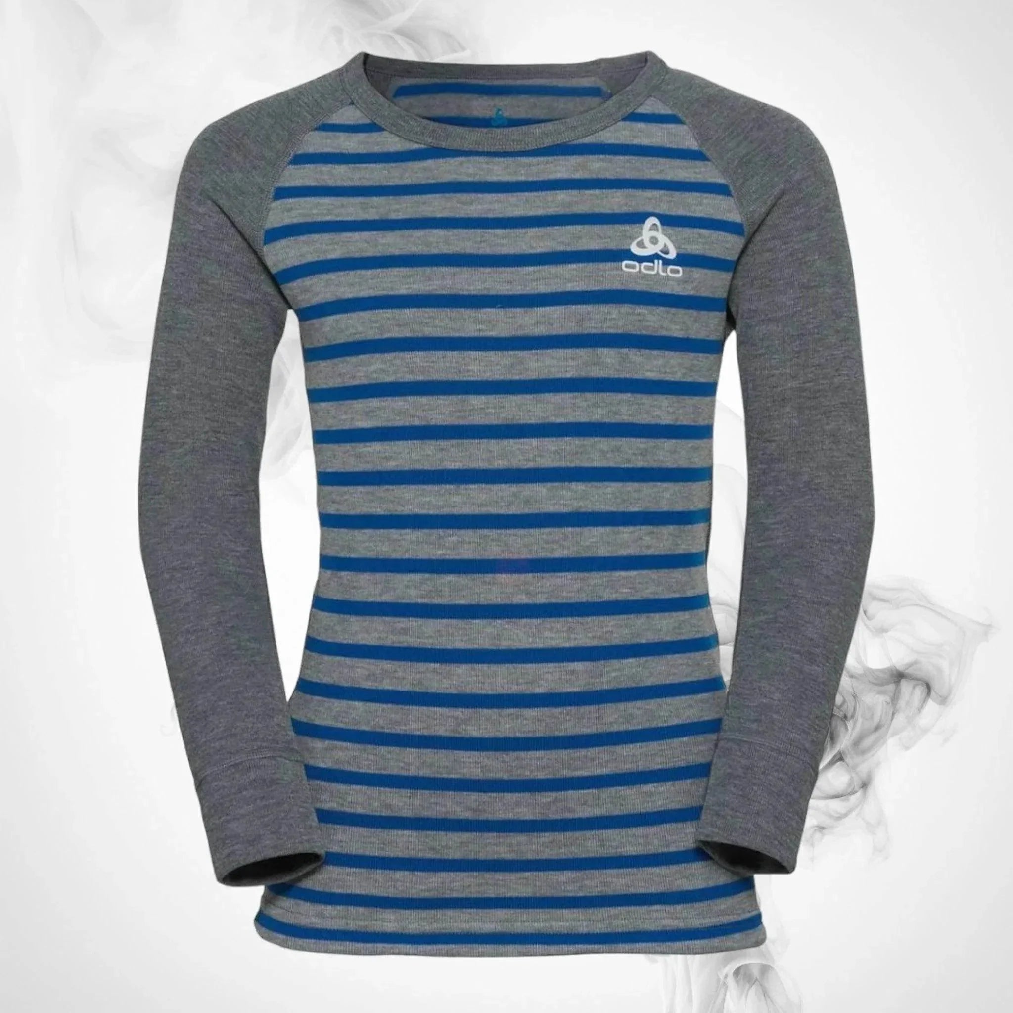 Ski Underwear shirt O Active Warm Eco Kids Stripes BL Top Crew Neck LS Blue Wing Teal/Reef Waters - 2022/23