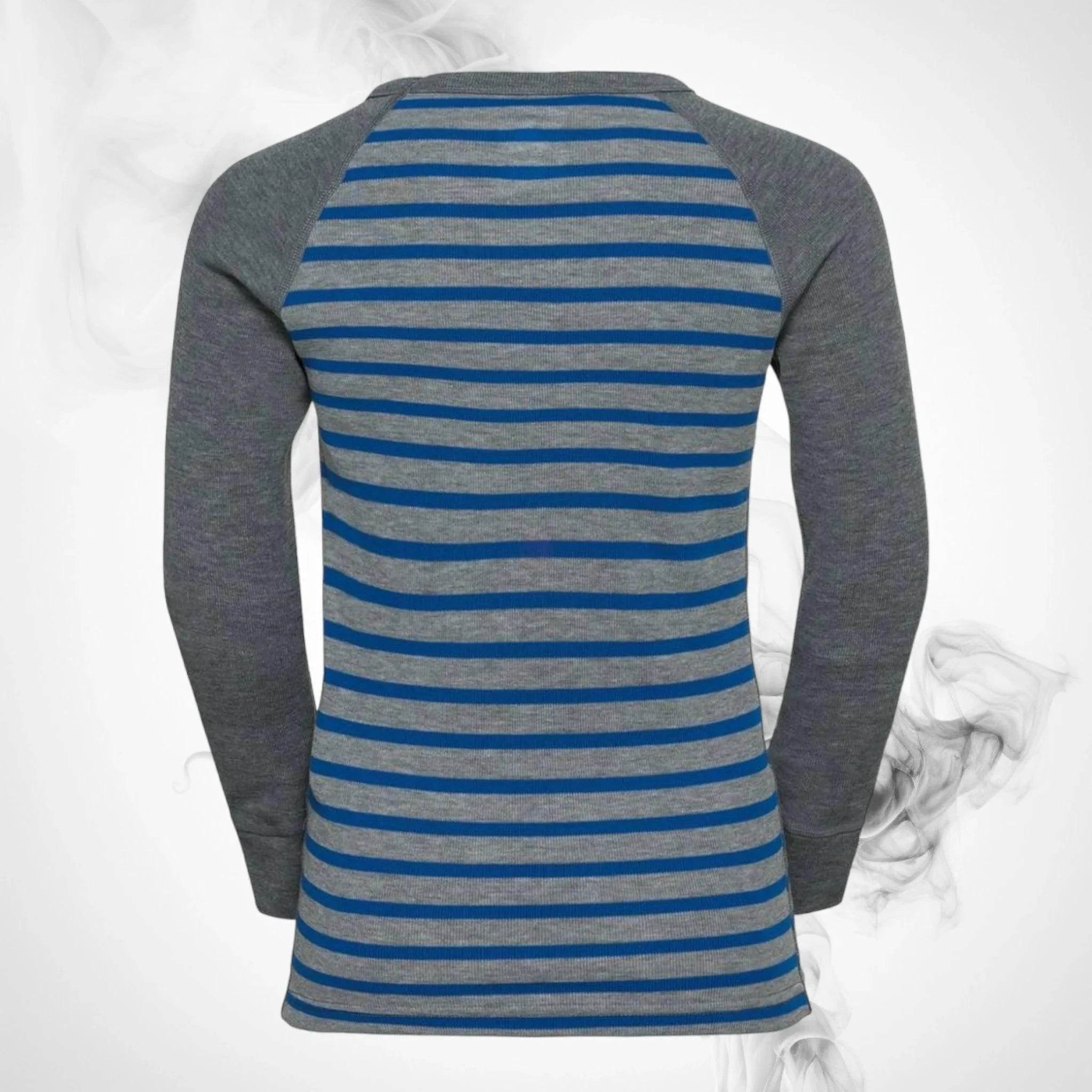 Ski Underwear shirt O Active Warm Eco Kids Stripes BL Top Crew Neck LS Blue Wing Teal/Reef Waters - 2022/23 - Dash Racegear Store