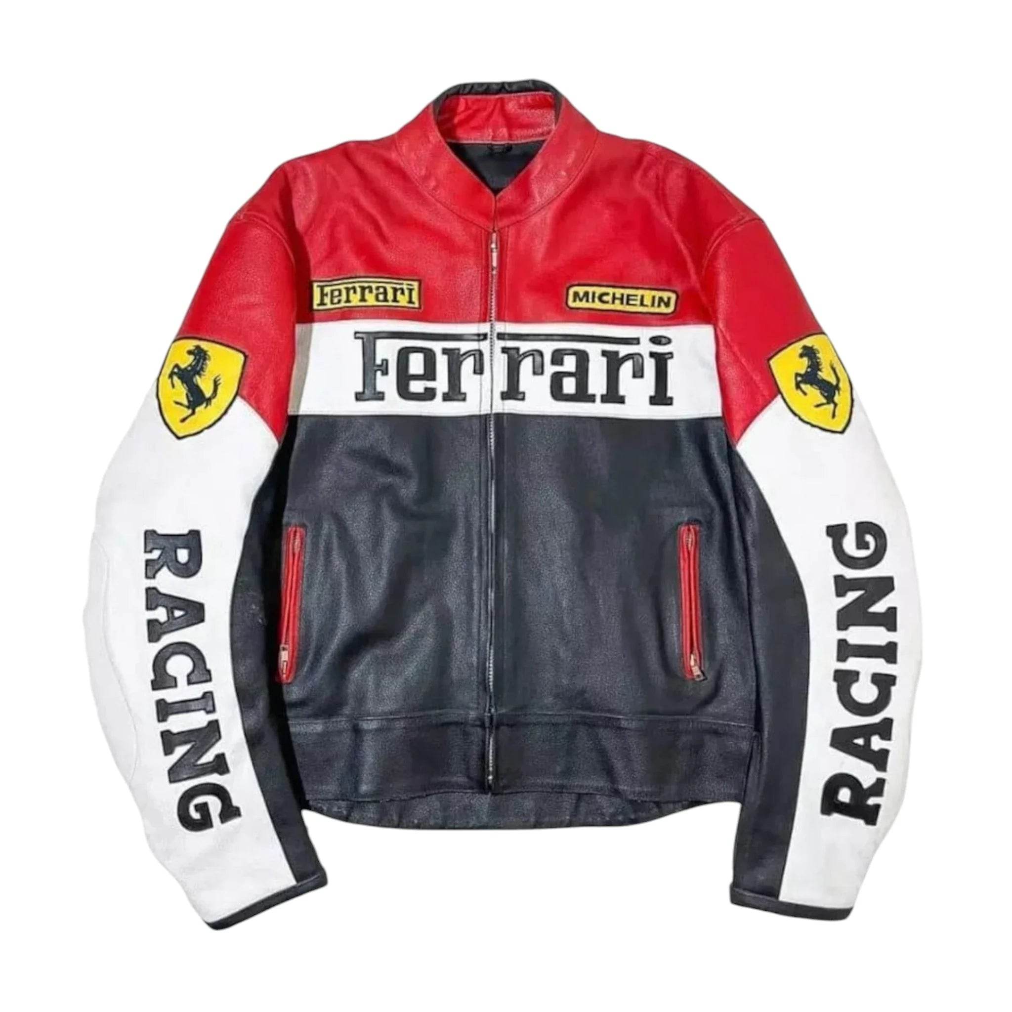 Vintage Ferrari Racing Leather Biker Jacket - Dash Racegear Store