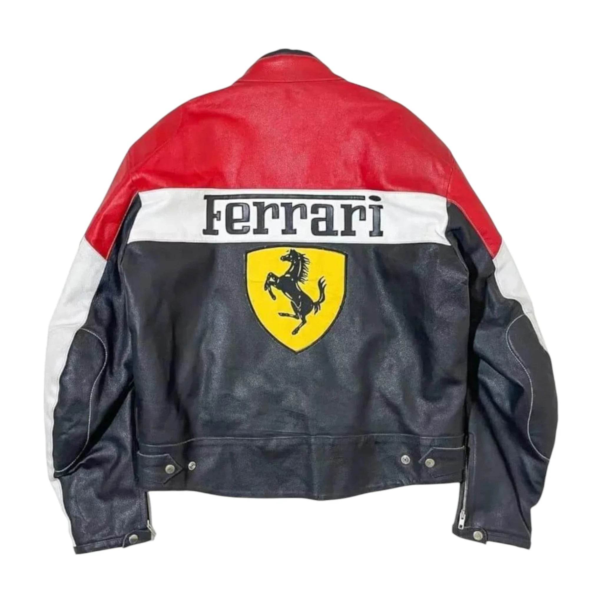 Vintage Ferrari Racing Leather Biker Jacket - Dash Racegear Store