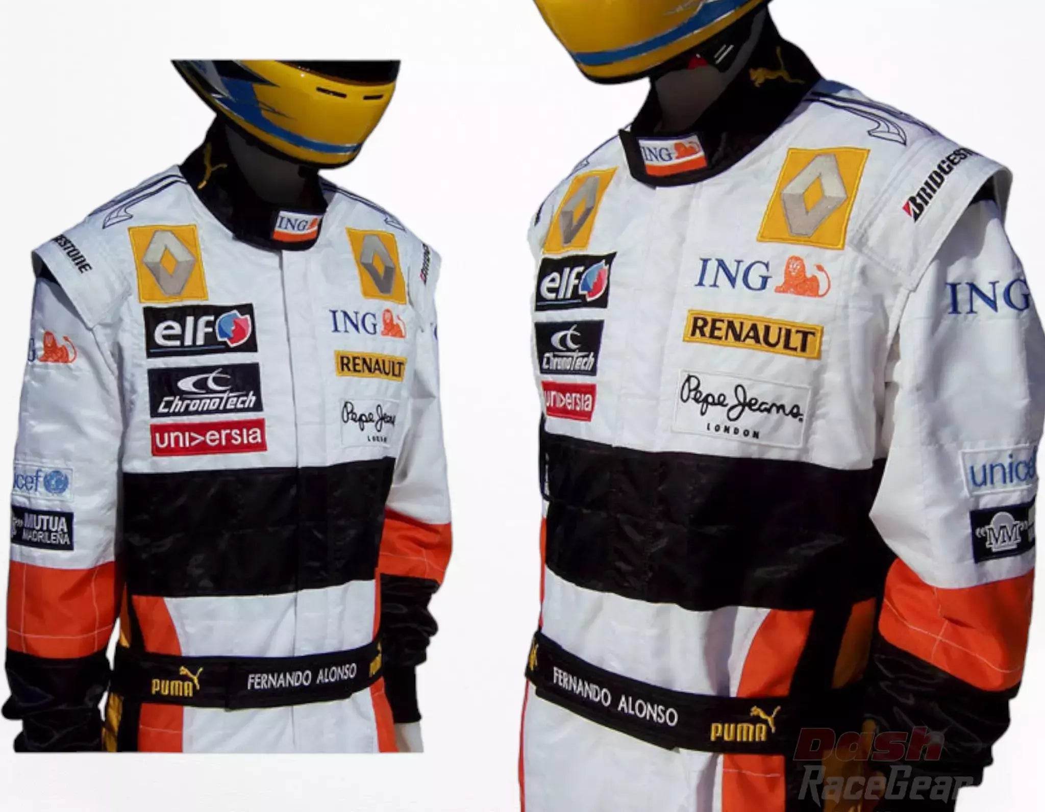 2008 Fernando Alonso Renault F1 Embroidered Racing Suit - Dash Racegear Store
