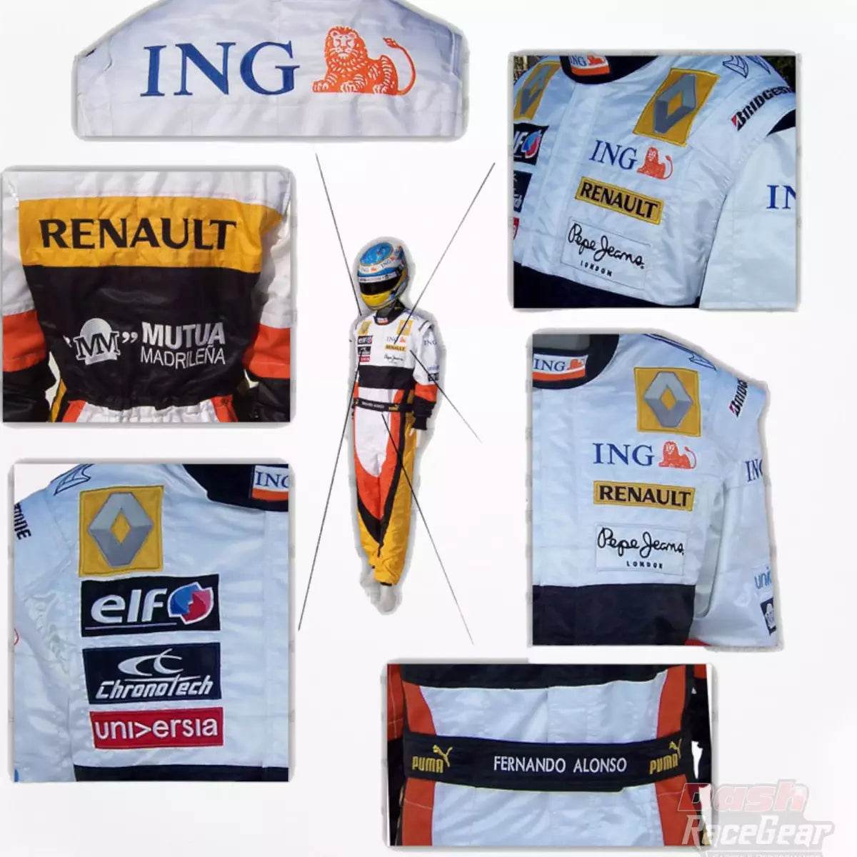 2008 Fernando Alonso Renault F1 Embroidered Racing Suit - Dash Racegear Store